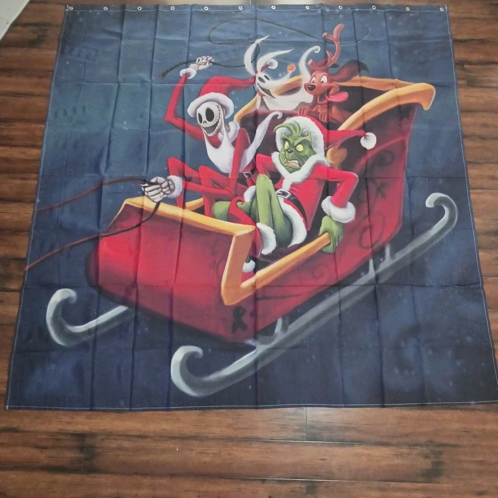 Nightmare Before Christmas Grinch Shower Curtain Bathroom Set 16pc Holiday Decor